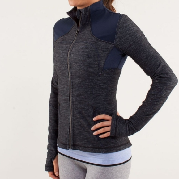 Lululemon Forme Jacket Zip-up Slub Denim Sz 6 - Picture 1 of 11